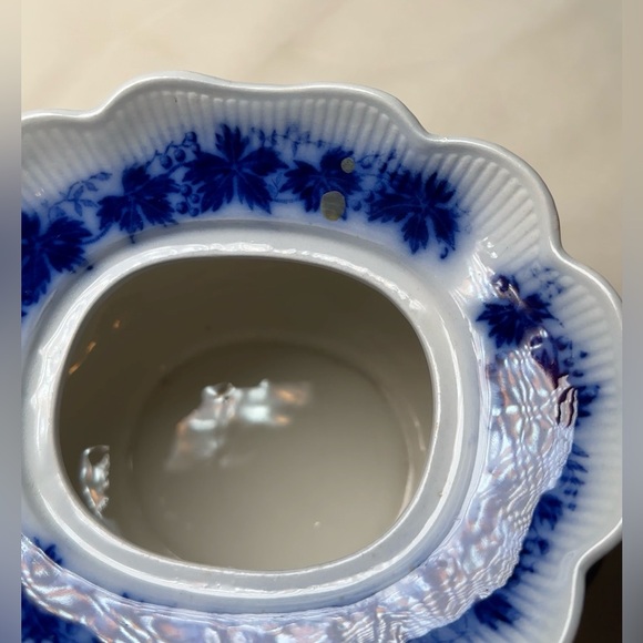 Vintage Vinranka Gefle Sweden Flow Blue & White Rare Teapot - Picture 6 of 8